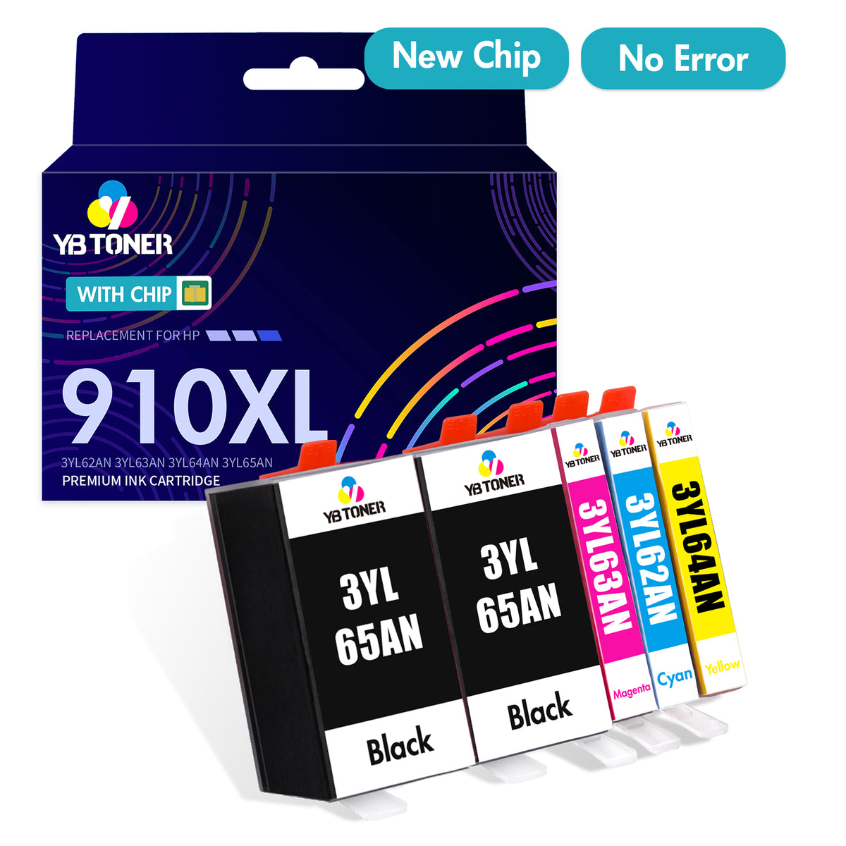 Compatible HP 910XL Ink Cartridges 5-Pack for HP OfficeJet Pro 8025, 8025e, 8035e