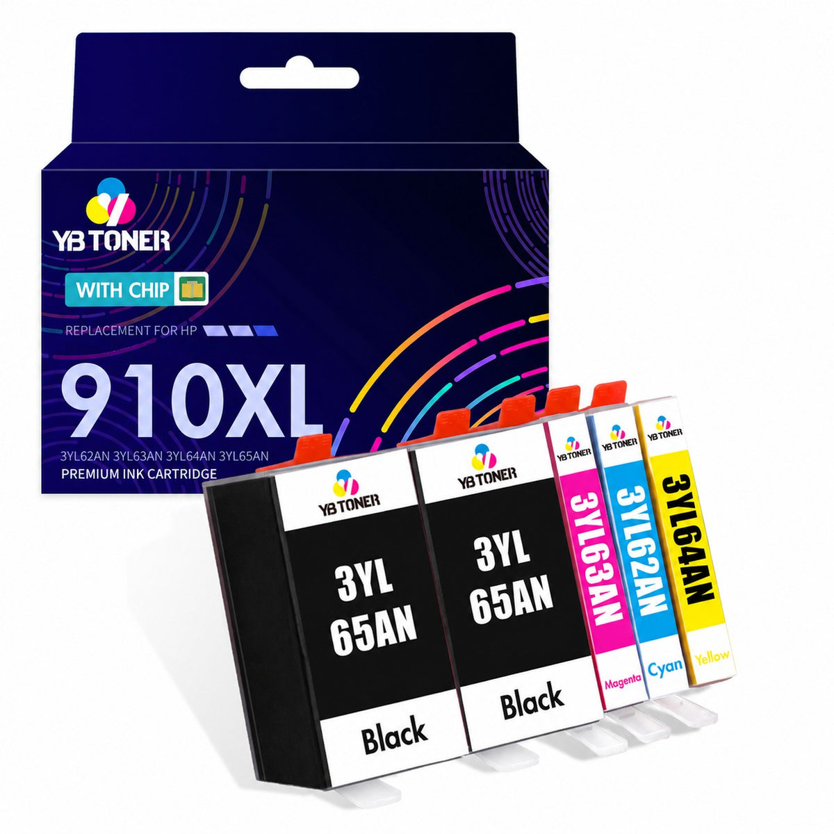 Compatible HP 910XL Ink Cartridges 5-Pack for HP OfficeJet Pro 8025, 8025e, 8035e