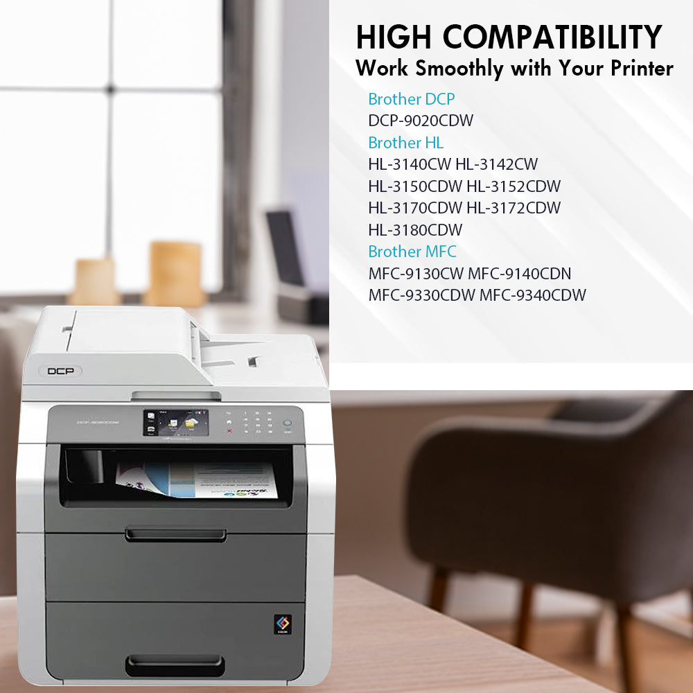 Compatible Brother TN225 Toner Cartridge Set of 4 - High Yield