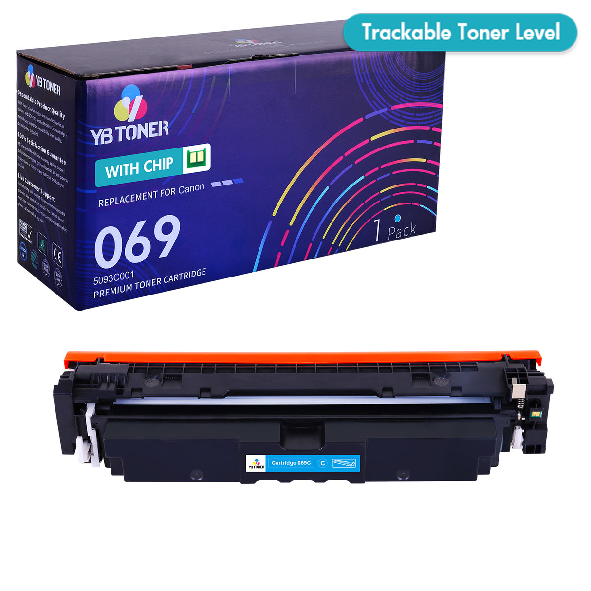 Compatible Canon 069 Cyan Toner Cartridge - Standard Yield - 5093C001 - Displays Toner Level