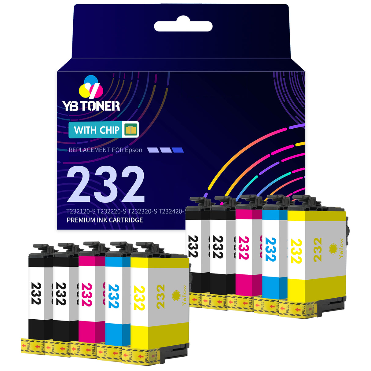 Compatible Epson Ink 232 Cartridges Combo Pack of 10: 4 Black, 2 Cyan, 2 Magenta, 2 Yellow
