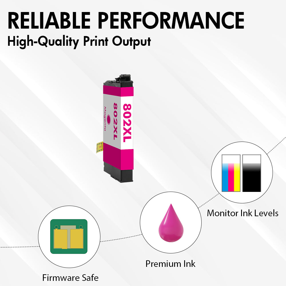 Compatible Epson 802XL Magenta Ink Cartridge (T802XL320) - High Yield
