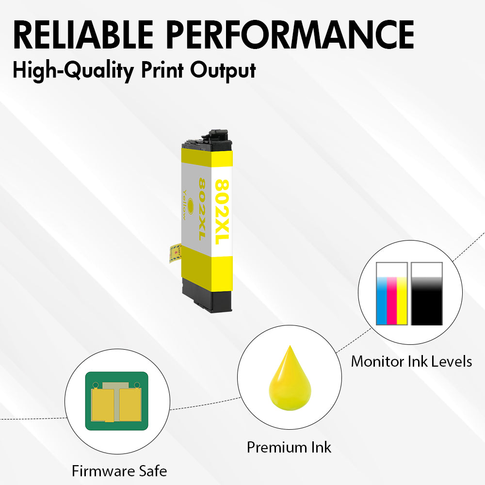 Compatible Epson 802XL Yellow Ink Cartridge (T802XL420) - High Yield