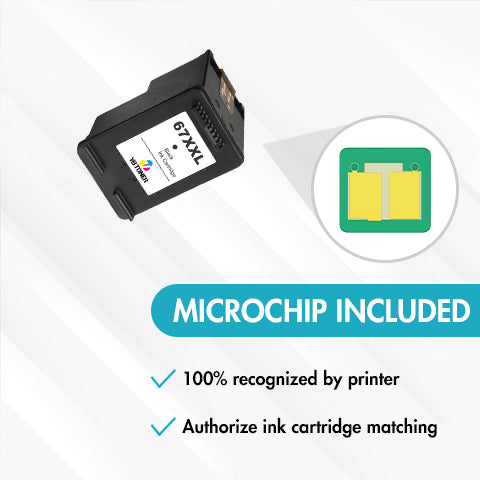 Replacement HP Ink 67XXL Combo Pack of 3 – With Chip – Ultra High Yield (2 Black & 1 Tri-Color) - Firmware Safe
