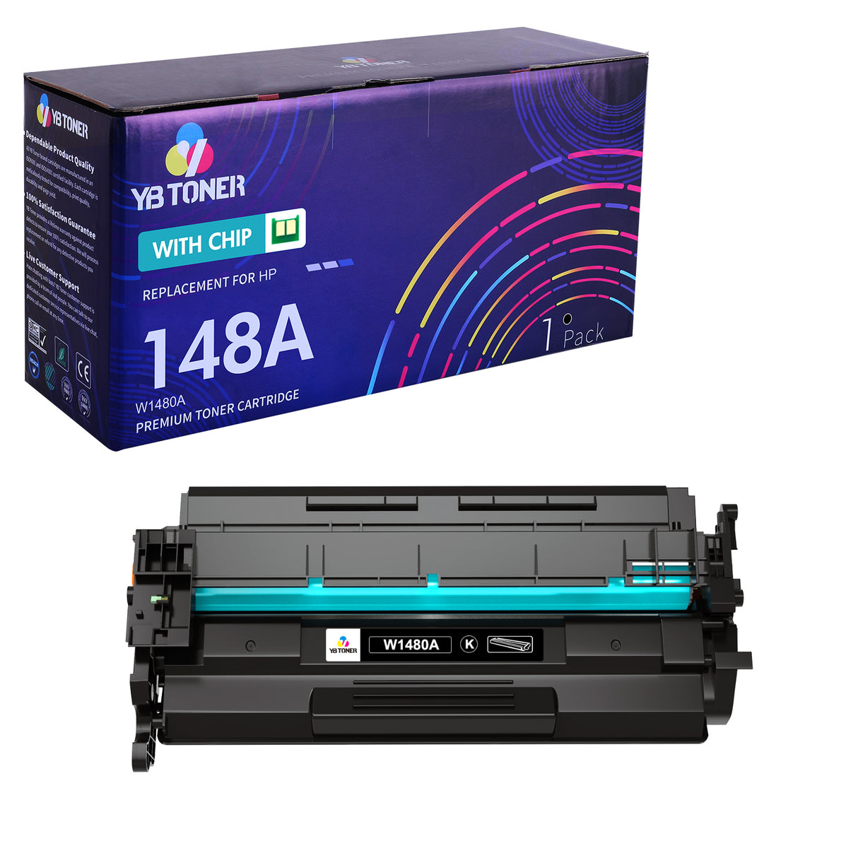 W1480A - Replacement HP 148A Toner Cartridge(Black) - With Chip | Displays Toner Level