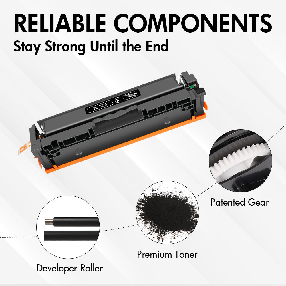 W2180A - Chip-Ready Replacement HP 218A Black Toner Cartridge Monitors Toner Level