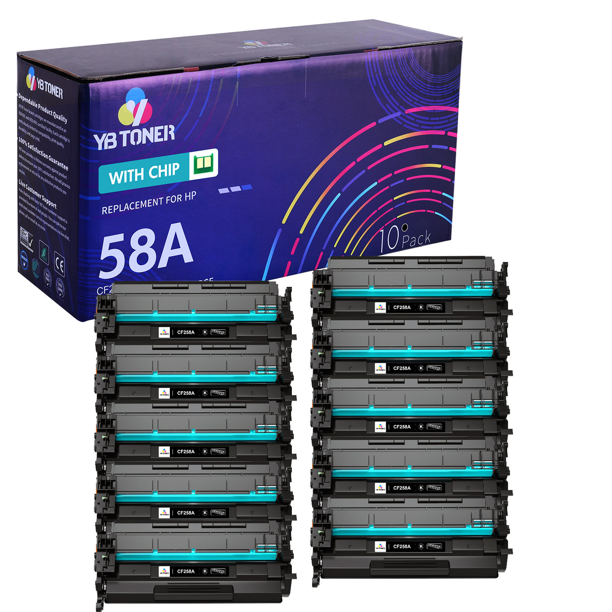 HP CF258A Compatible Toner Cartridges 10-Pack (With Chip)