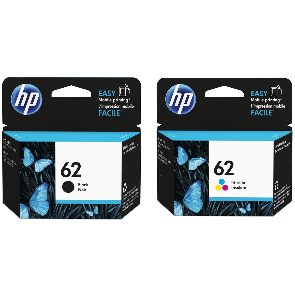 Original HP 62 Ink Cartridge Combo Pack of 2 - Standard Yield - 1 Black & 1 Tri-Color