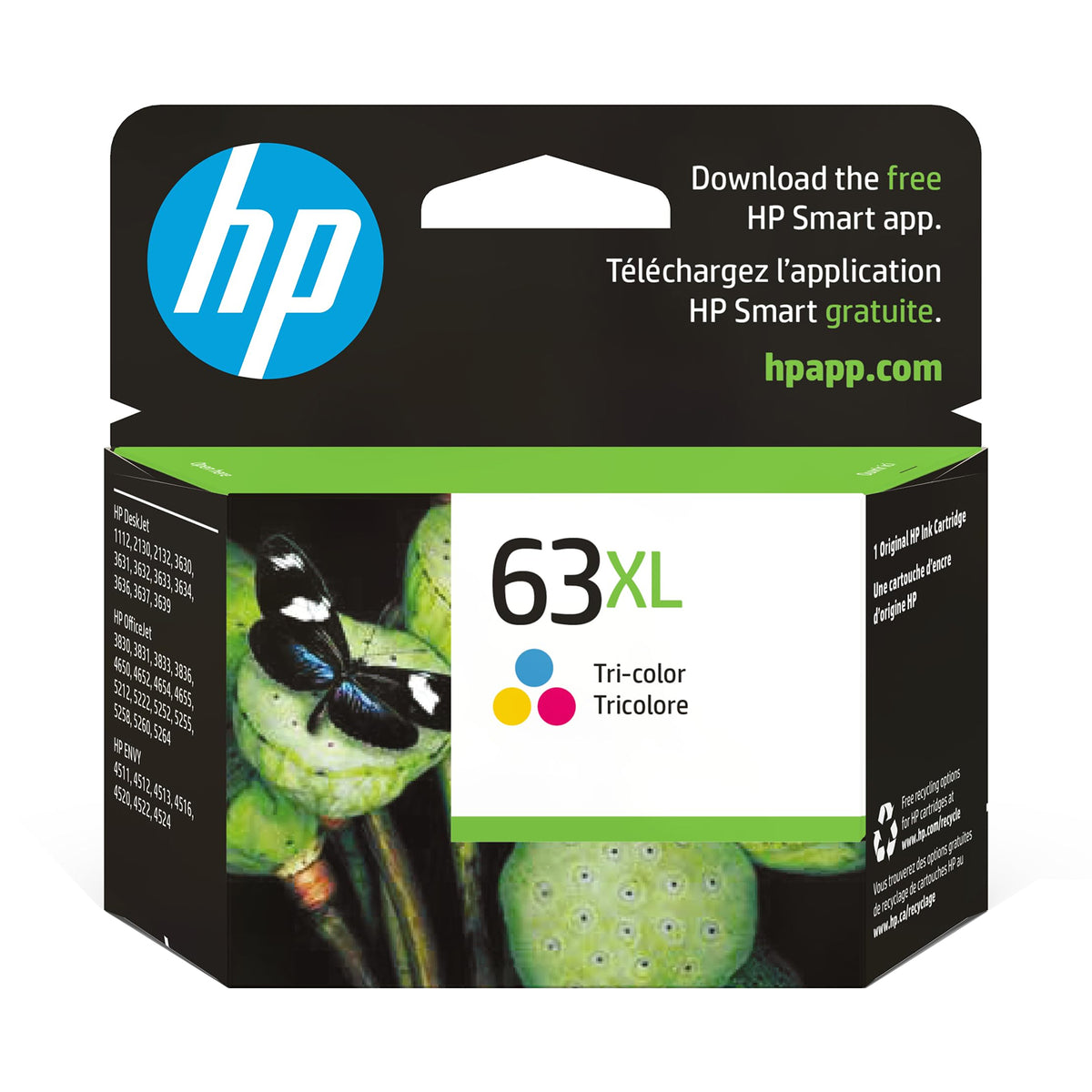 Original HP 63XL Tri-Color Ink Cartridge - High Yield - F6U63AN