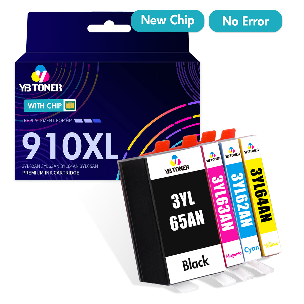 Compatible HP 910XL Ink Cartridges 4-Pack for HP OfficeJet Pro 8025, 8025e, 8035e
