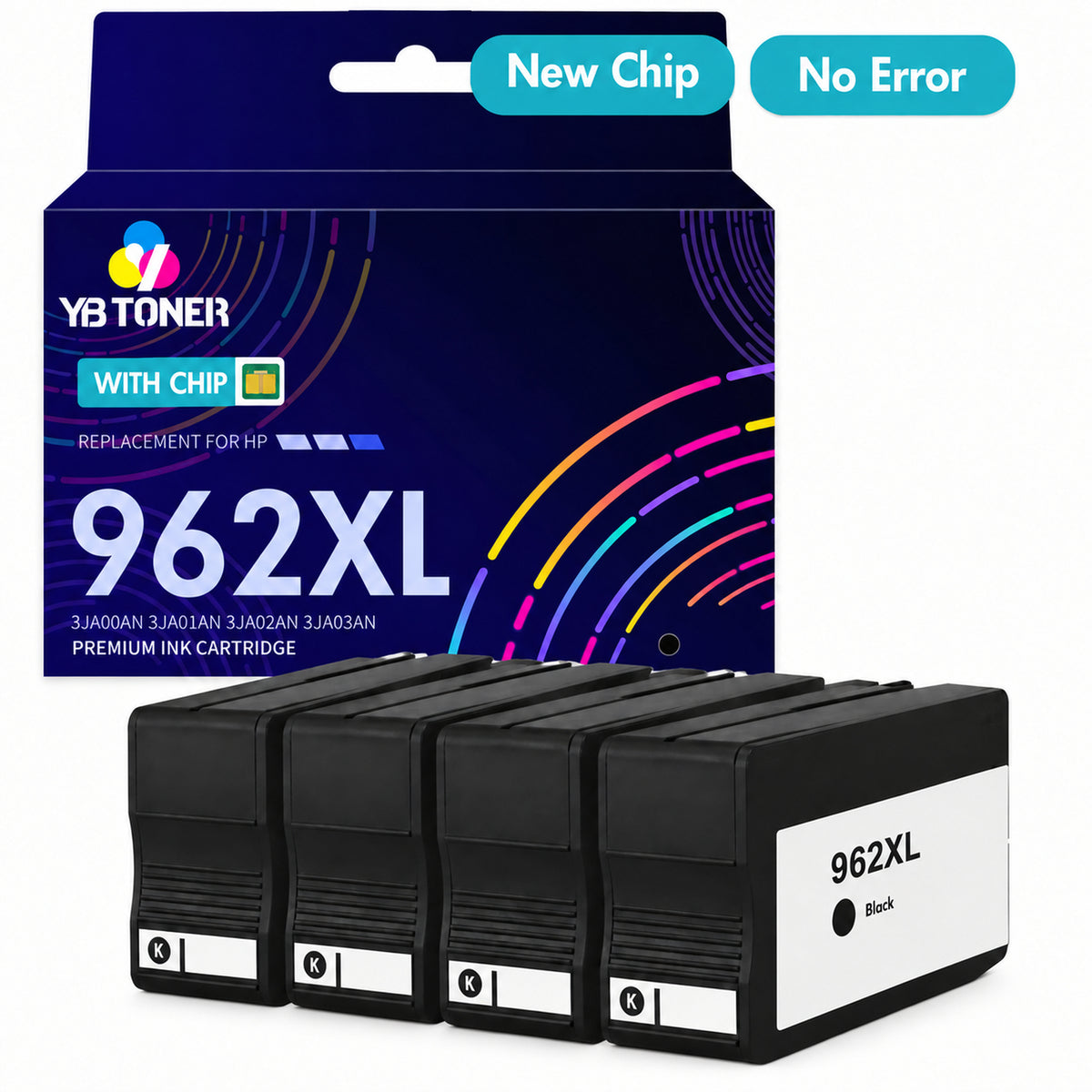 3JA03AN - Replacement HP 962XL Black Ink Cartridge - With Upgraded Chip - Firmware Safe