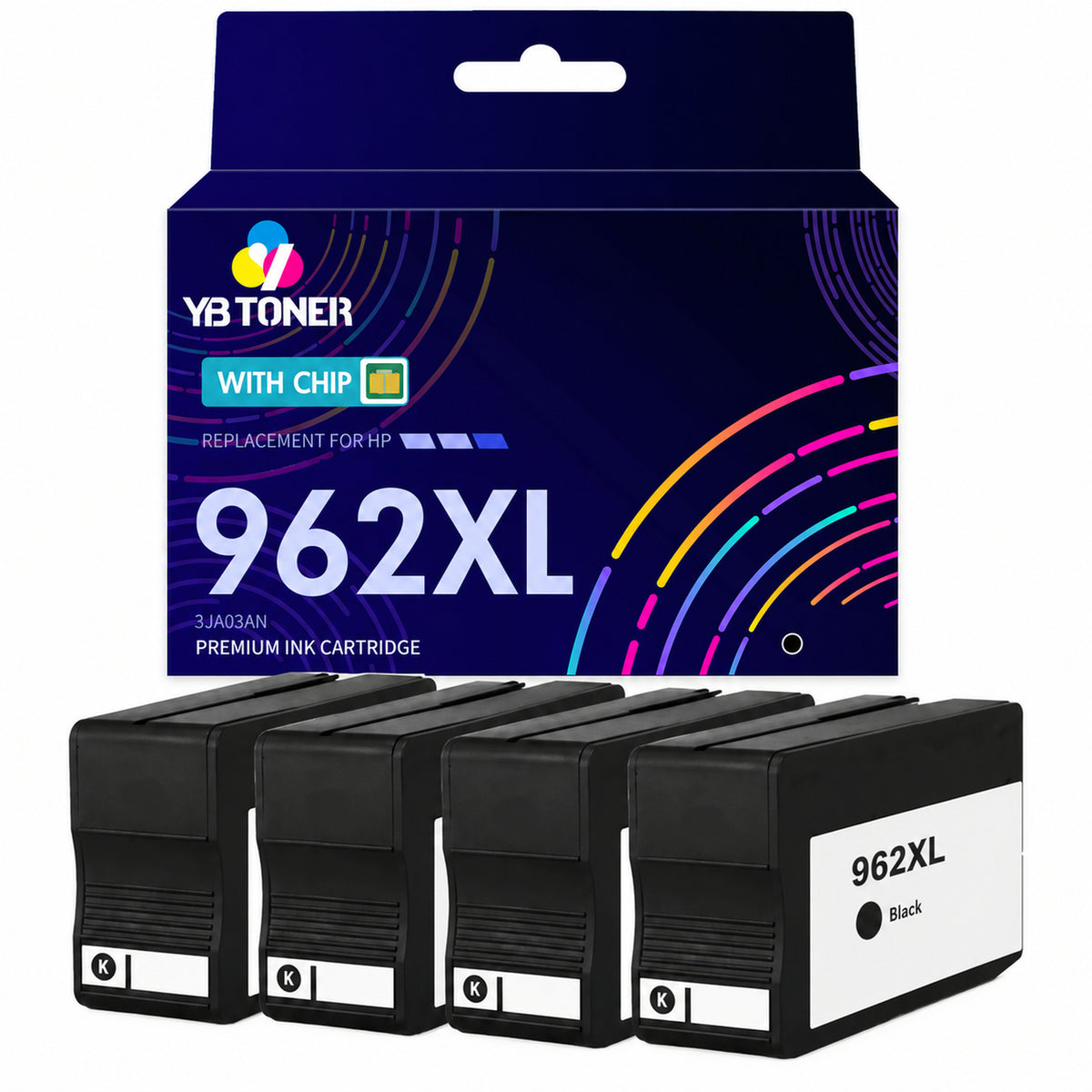 3JA03AN - Replacement HP 962XL Black Ink Cartridge - With Upgraded Chip - Firmware Safe