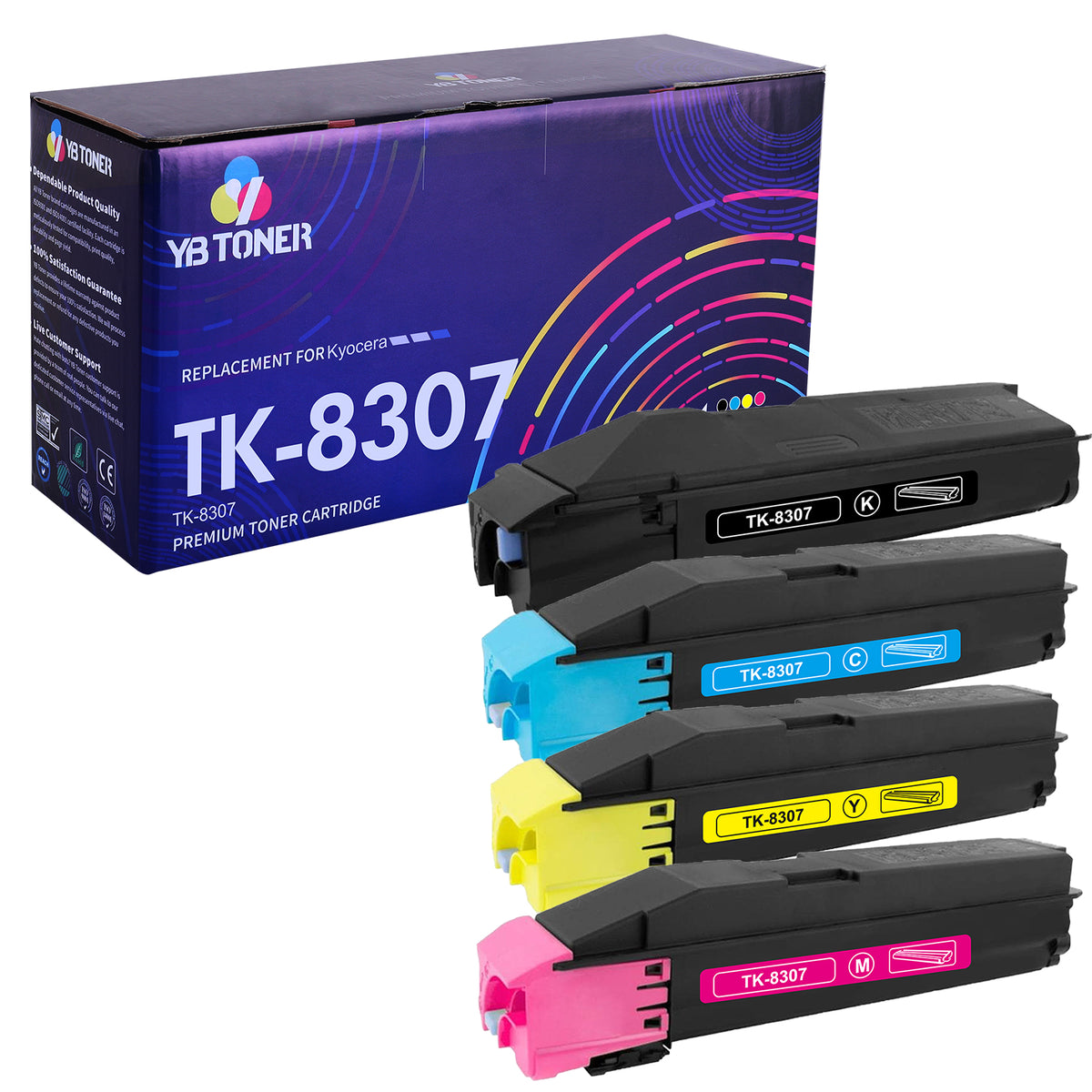 Compatible Kyocera TK-8307 Toner Cartridges 4-Pack for TASKalfa 3051ci/3050ci