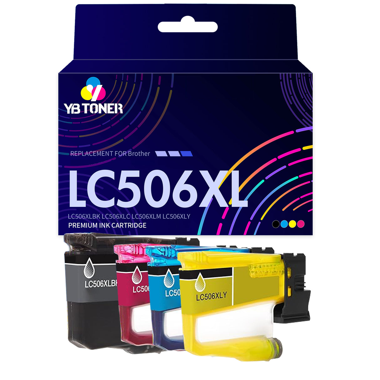 Compatible Brother LC506XL Ink Cartridge Combo Pack of 4 - High Yield - LC506XLBK LC506XLC LC506XLM LC506XLY