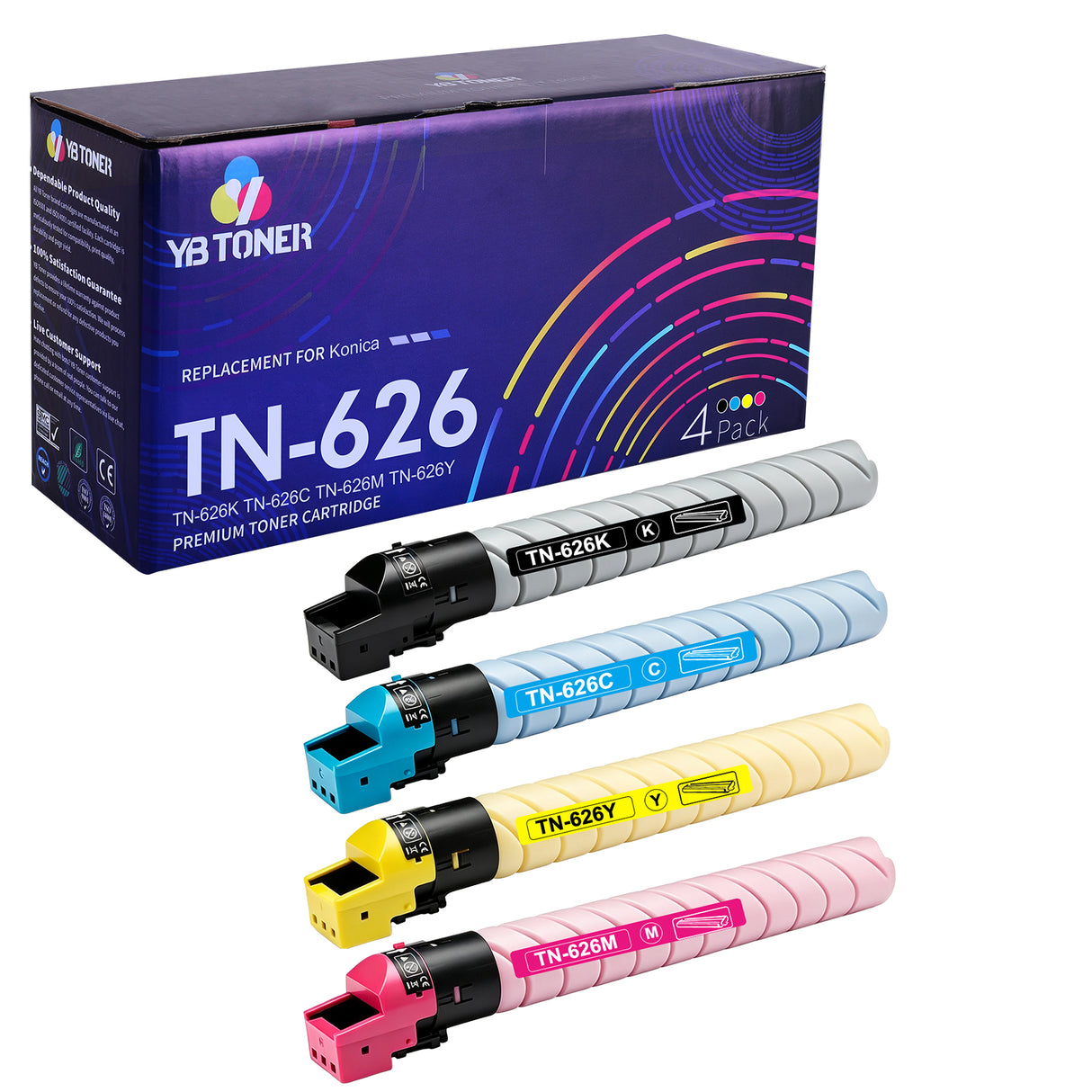 Compatible Konica Minolta TN626 Toner Cartridges 4-Pack for C450i C550i C650i