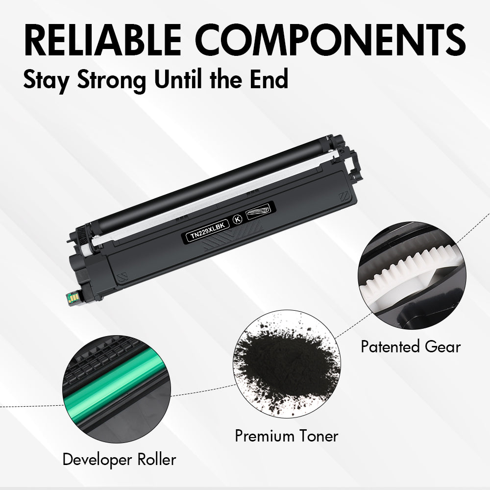 Compatible Brother TN229XL Black Toner Cartridges 2-Pack for MFC-L3780CDW - With Chip