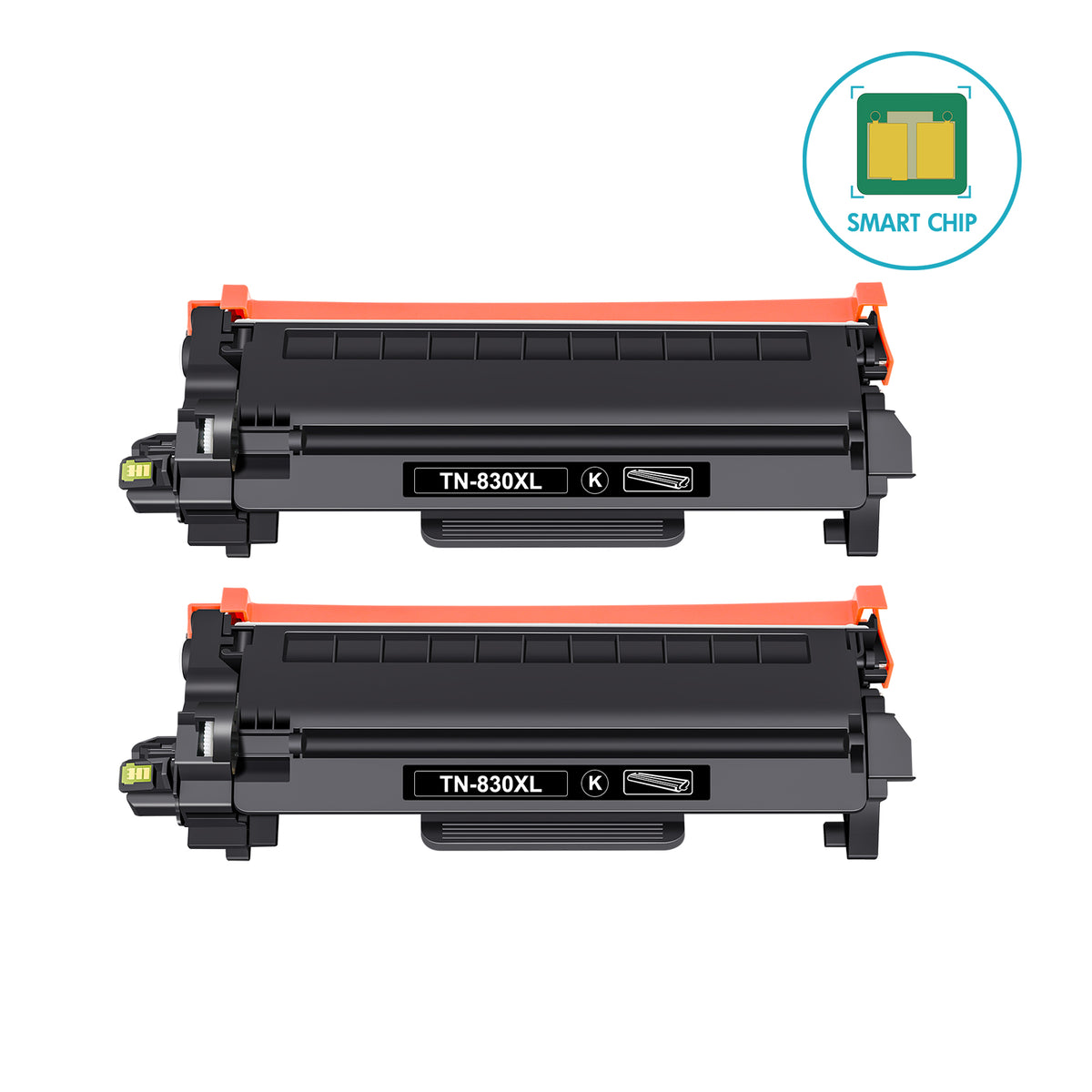 Compatible Brother TN830XL Black Toner Cartridges 2-Pack - With Chip
