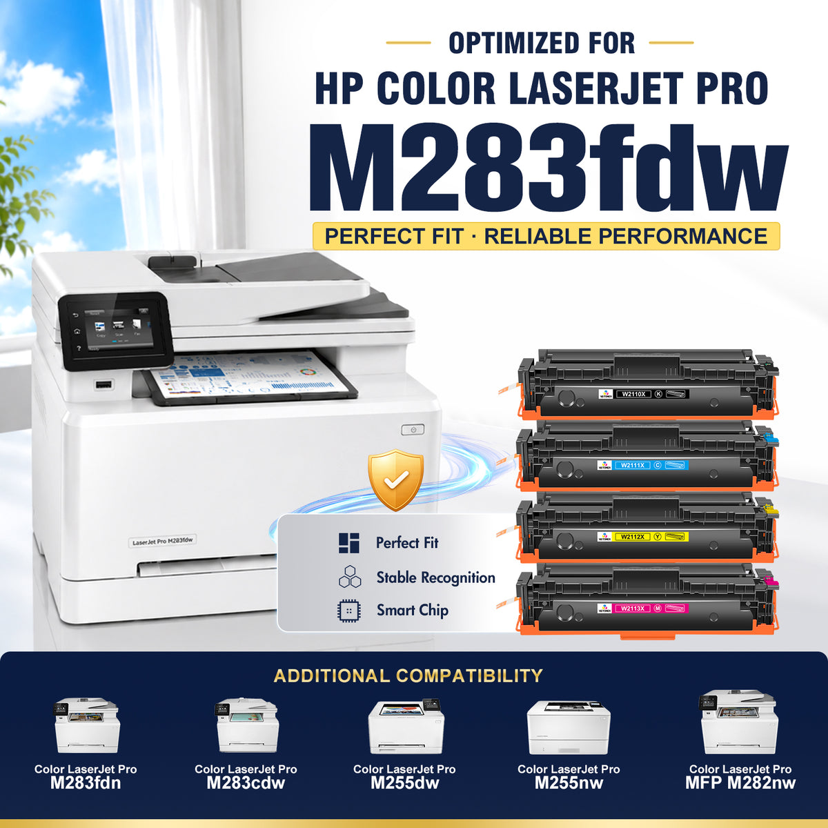 Compatible HP 206X Toner Set (With Chip) High-Yield Capacity | Displays Toner Levels