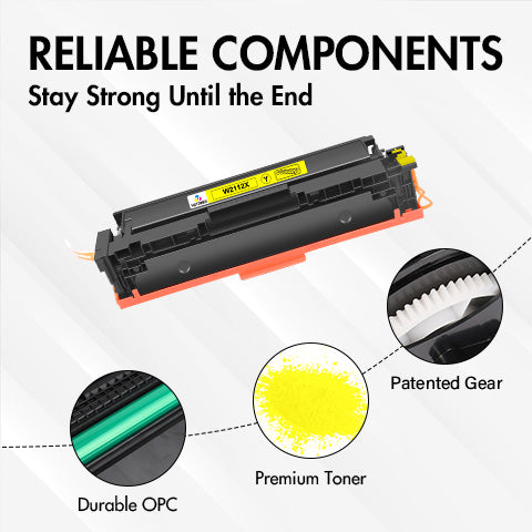 Firmware-Safe Compatible HP 206X W2112X Yellow Toner Cartridge | With Upgraded Chip, No Chip Error