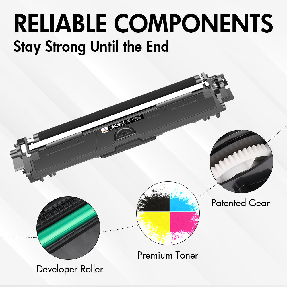 Compatible Brother TN225 Toner Cartridge Set of 4 - High Yield