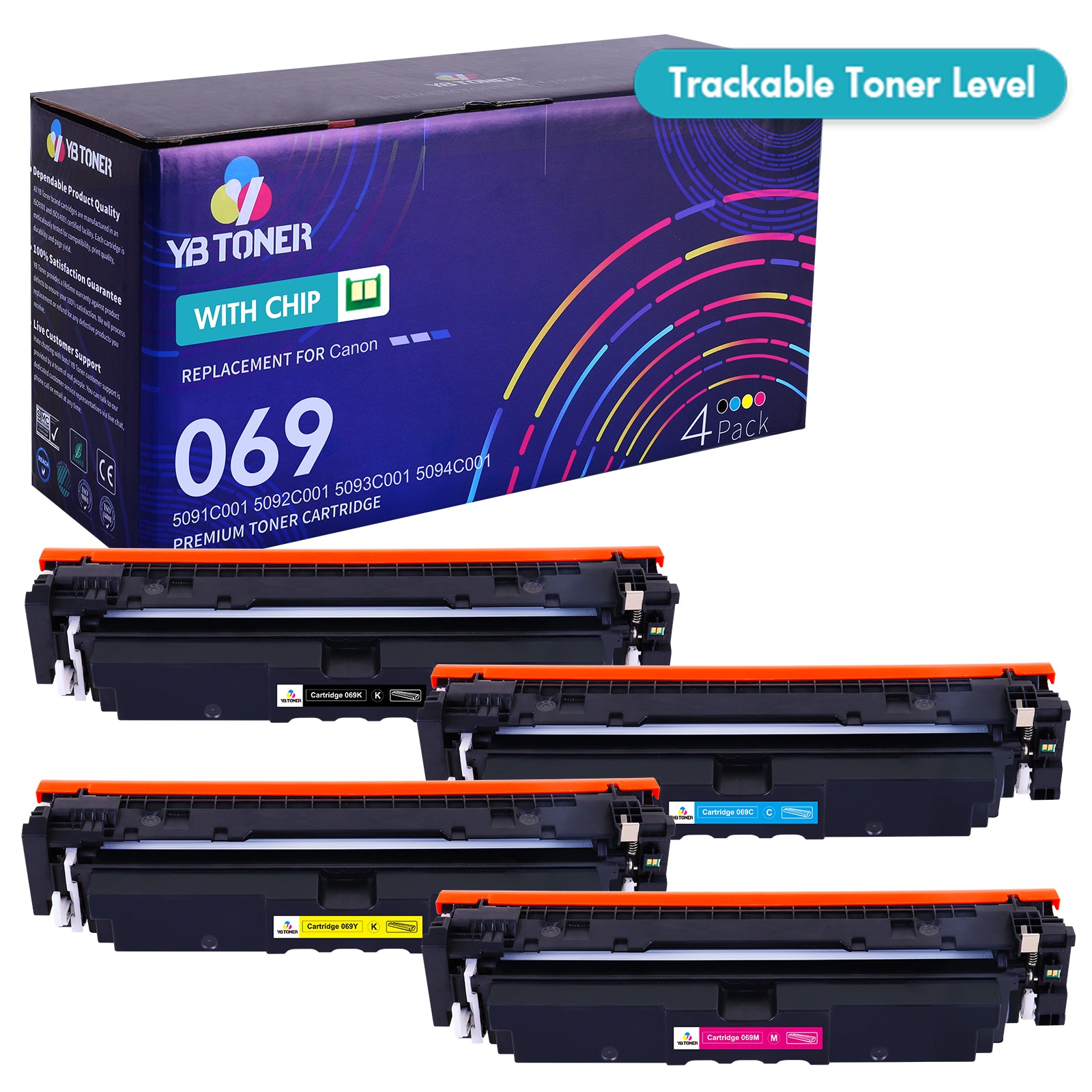 Canon 069 Toner Cartridge Set - With Chip - Displays Toner Level