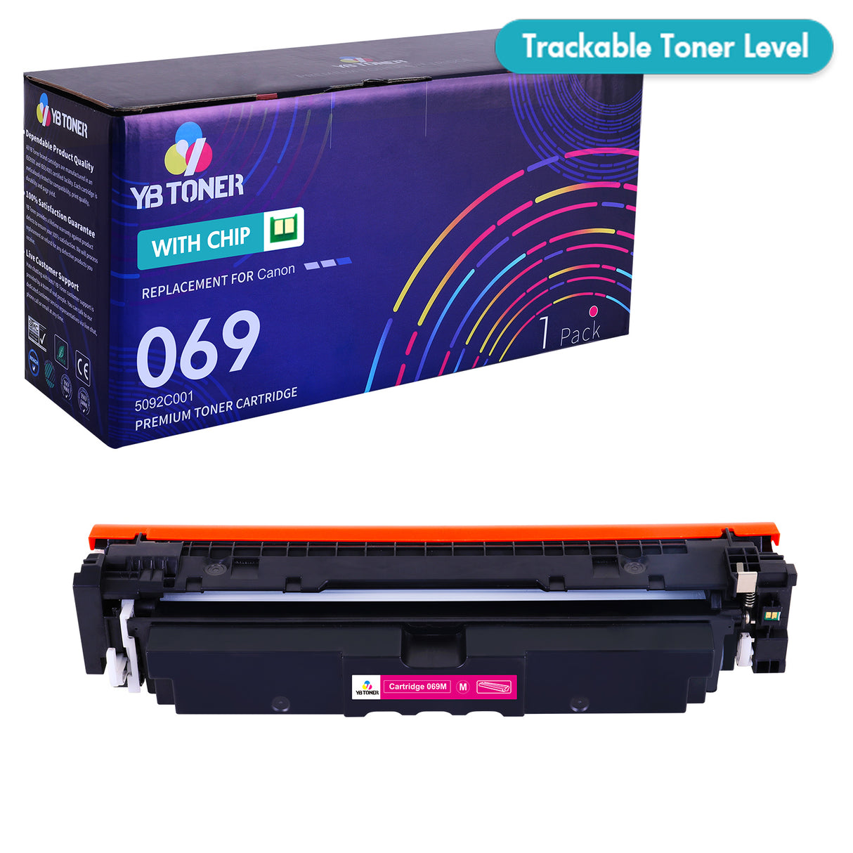 Compatible Canon 069 Magenta Toner Cartridge - Standard Yield - 5092C001 - Displays Toner Level