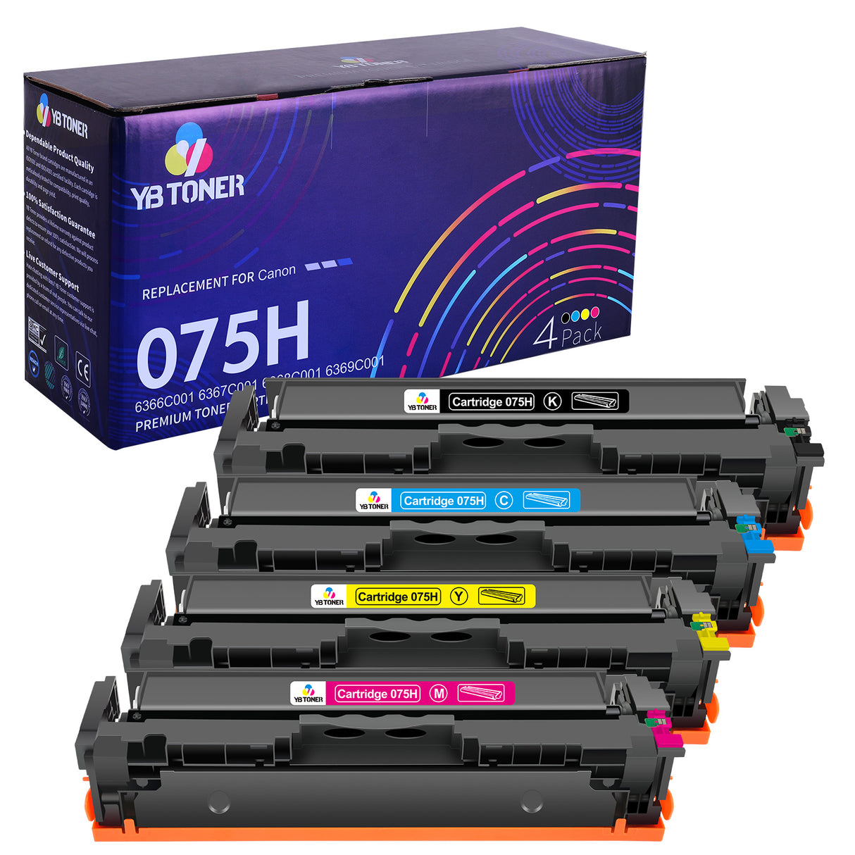 Canon MF665Cdw MF663Cdw Toner - Compatible Canon 075H Toner Cartridge Set of 4 - High Yield