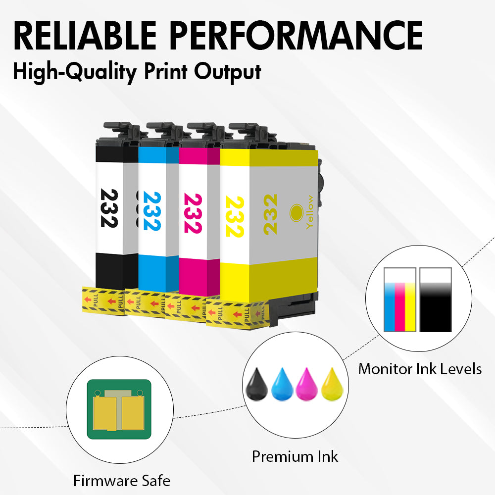 Compatible Epson 232 Ink Cartridge 4-Pack