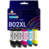 Compatible Epson 802XL Cartridge 5-Pack - High Yield: 2 Black, 1 Cyan, 1 Magenta, 1 Yellow