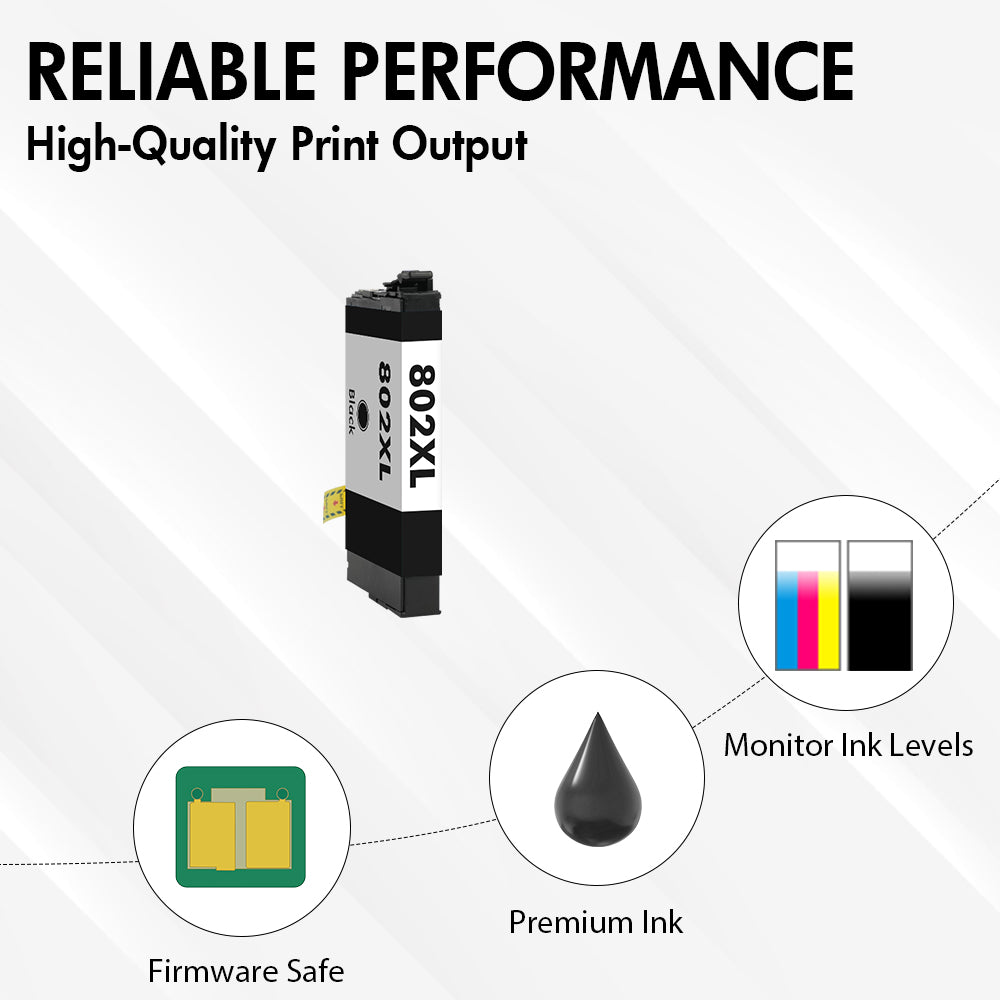 Compatible Epson 802XL Black Ink Cartridge (T802XL120) - High Yield