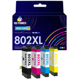 Compatible Epson 802XL Ink 4-Pack - High Yield: 1 Black, 1 Cyan, 1 Magenta, 1 Yellow