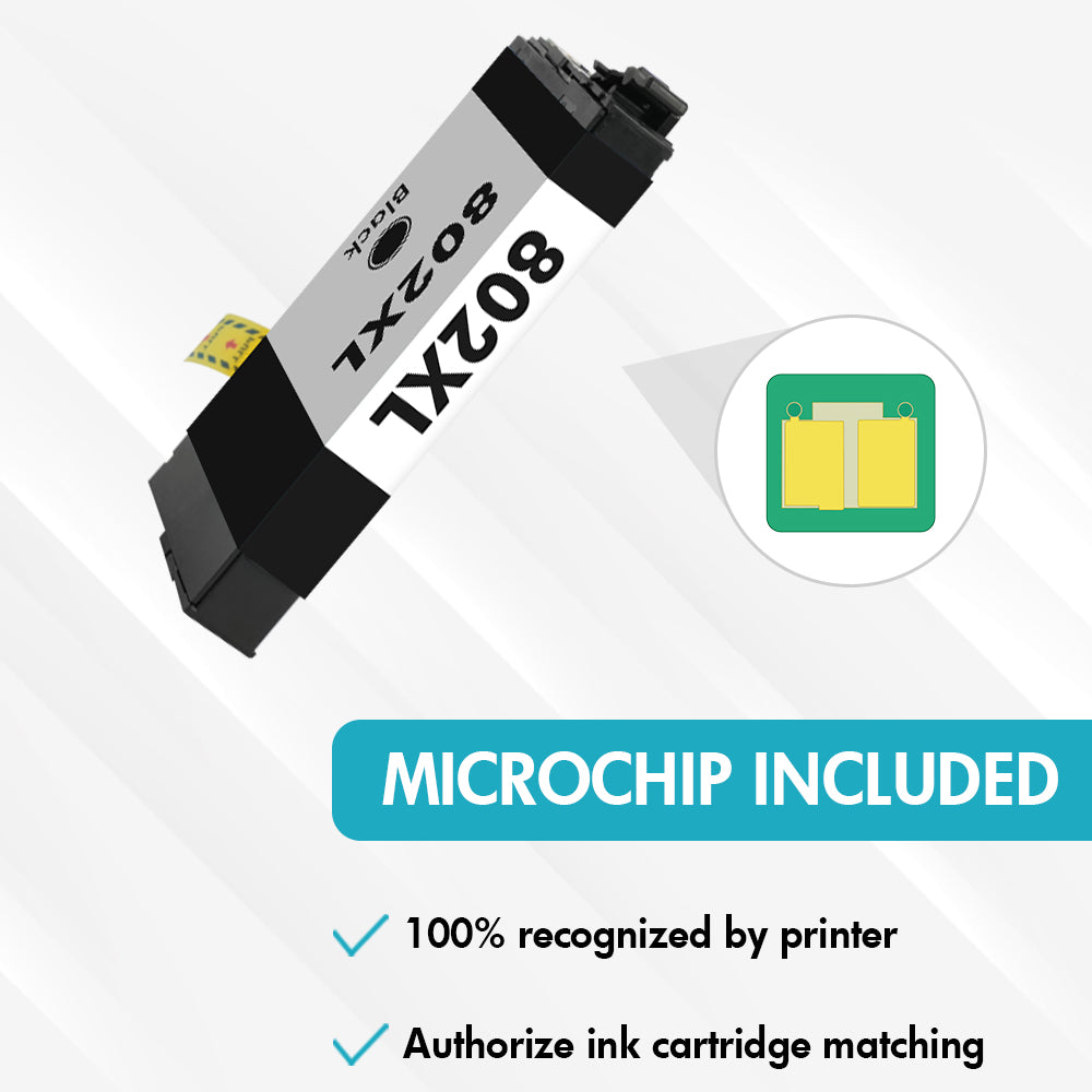 Compatible Epson 802XL Ink 4-Pack - High Yield: 1 Black, 1 Cyan, 1 Magenta, 1 Yellow