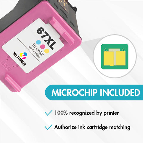 Replacement HP 67XL Color Ink Cartridge - With Chip - High Yield - 3YM58AN - Firmware Safe