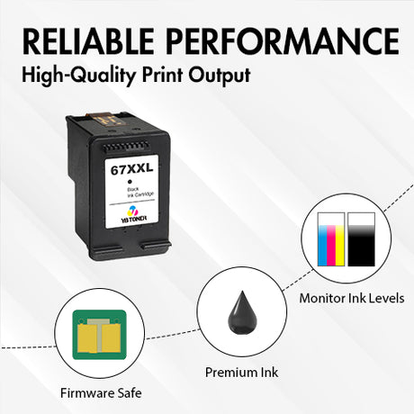HP 67XXL black ink cartridge with chip