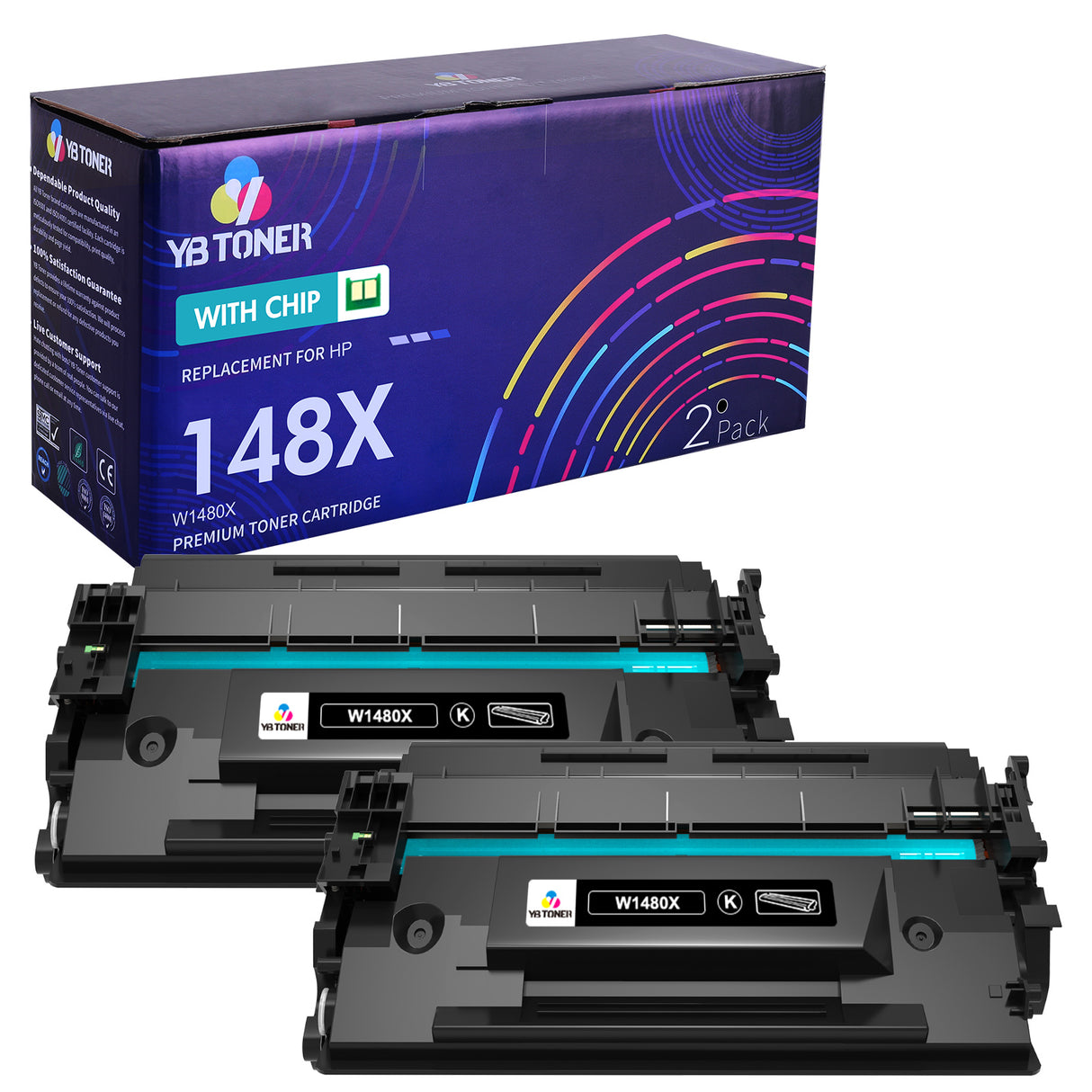 Replacement HP 148X Toner 2-Pack Set (Smart Chip) | Displays Toner Levels