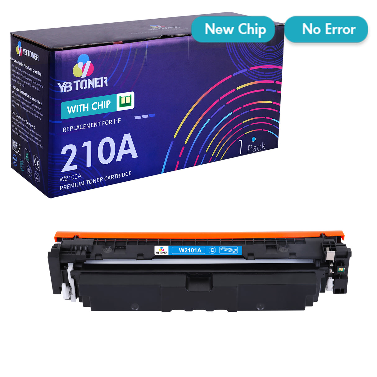 Firmware-Safe Compatible HP 210A Cyan Toner Cartridge W2101A | With Upgraded Chip, No Chip Error