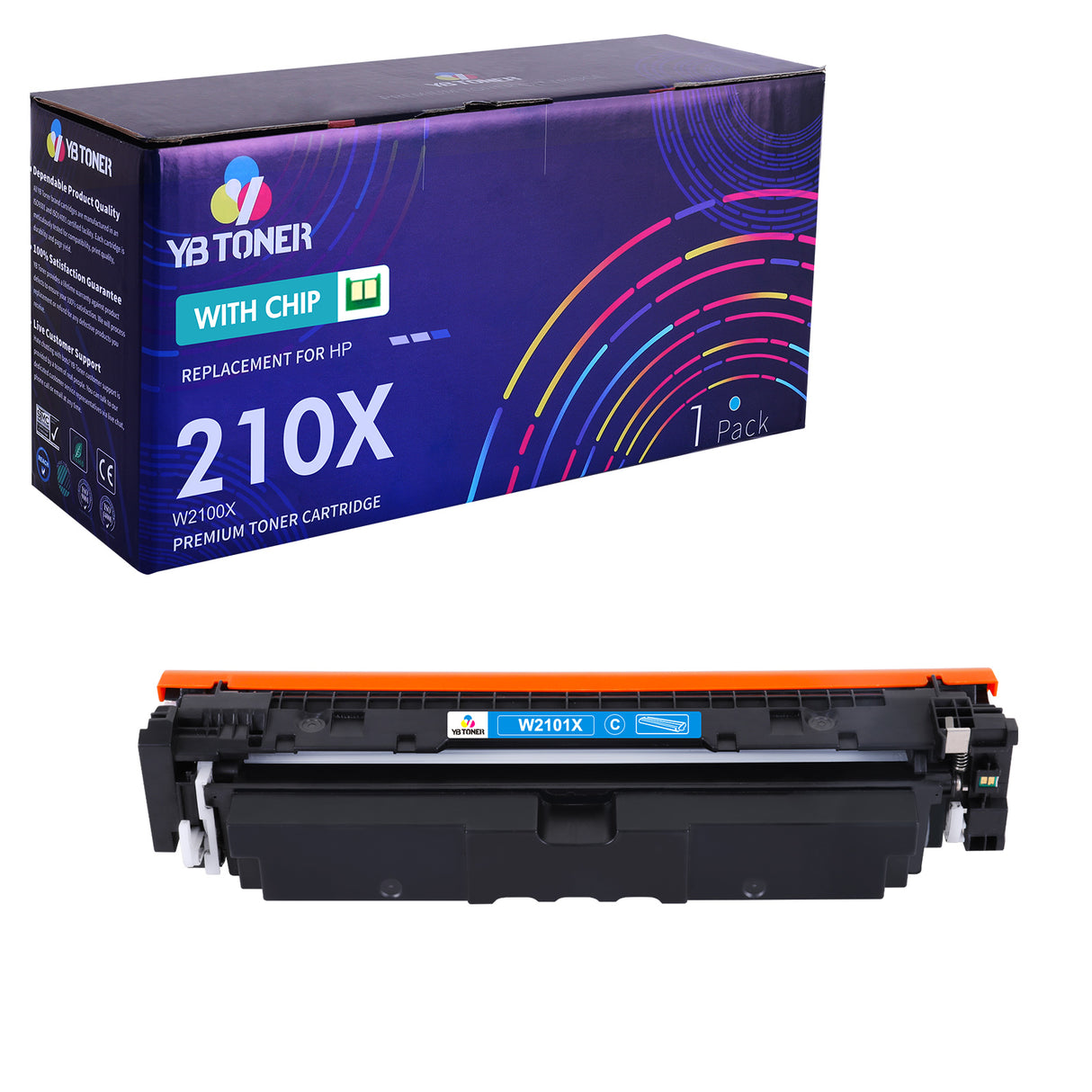 Compatible HP 210X Cyan Toner Cartridge W2101X - With Chip - Displays Toner Levels