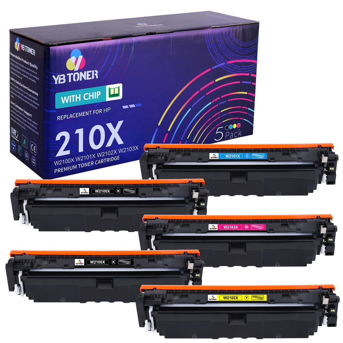 Compatible HP 210X Toner Set (Smart Chip) | W2100X W2101X W2102X W2103X | Displays Toner Levels