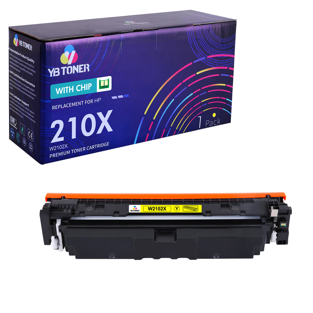 Compatible HP 210X Yellow Toner Cartridge W2102X - With Chip - Displays Toner Levels
