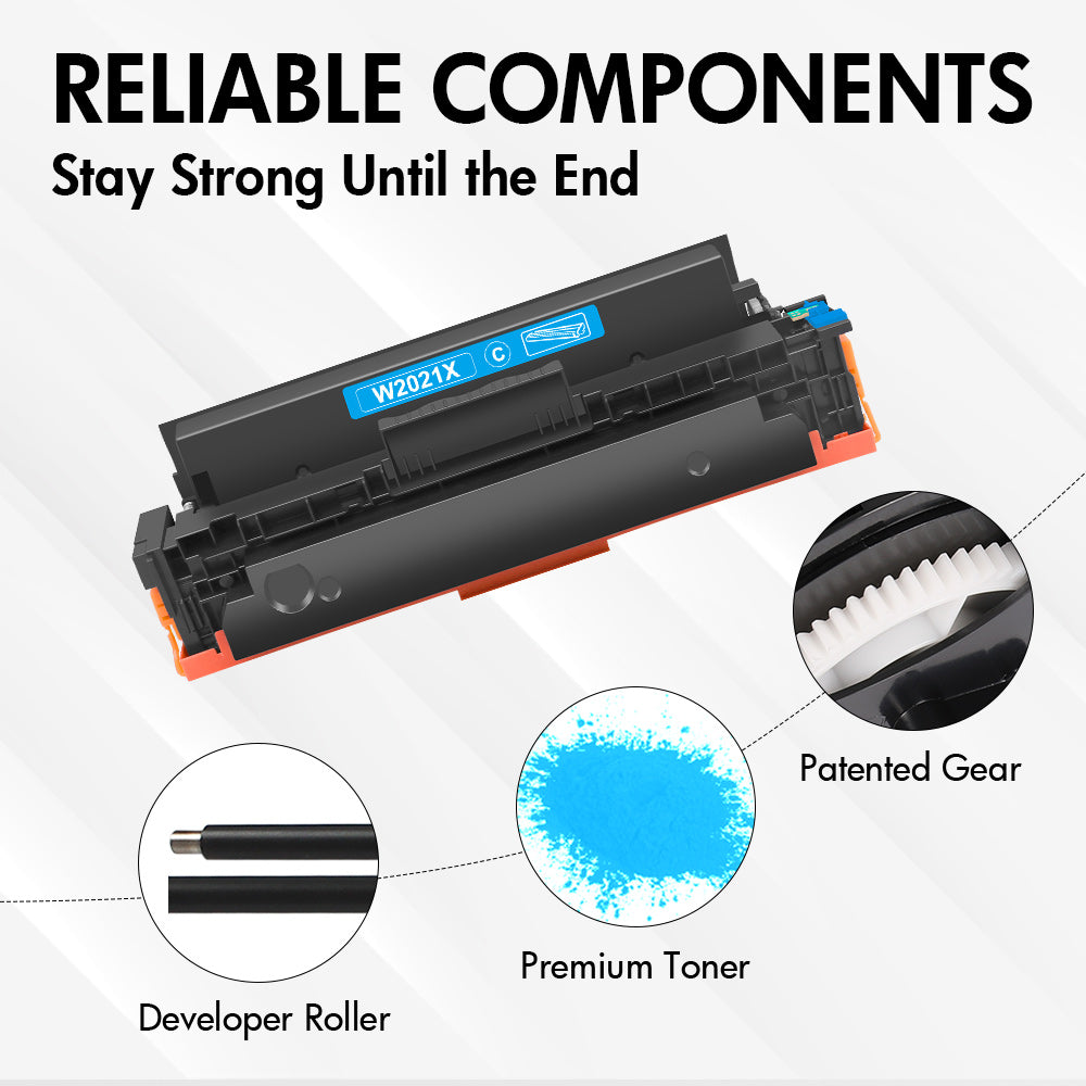 Firmware-Safe Compatible HP 414X Cyan Toner Cartridge W2021X | With Upgraded Chip, No Chip Error