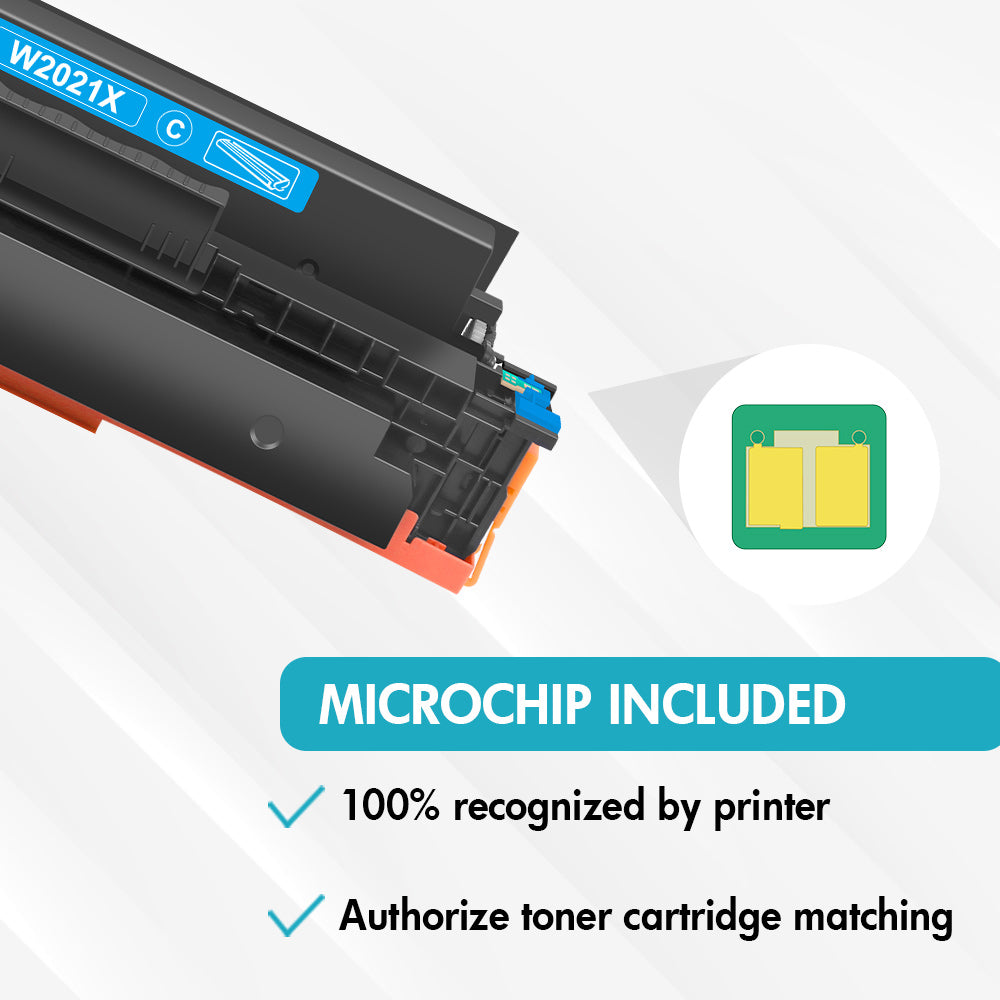 Firmware-Safe Compatible HP 414X Cyan Toner Cartridge W2021X | With Upgraded Chip, No Chip Error