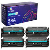 Compatible HP CF258A 58A Toner Cartridges 4-Pack (With Smart Chip) | Displays Toner Levels