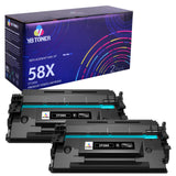 (No Chip) CF258X Toner - Compatible HP 58X Toners 2-Pack