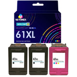 Replacement HP Ink 61XL Combo Pack of 3 – With Chip – High Yield (2 Black & 1 Tri-Color) - Firmware Safe