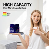Replacement HP 61XL Color Ink Cartridge – With Chip – High Yield – CH564WN – Firmware Safe