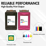 Replacement HP 61XL Ink Cartridge 2-Pack – High Yield (1 Black & 1 Tri-Color) – Firmware Safe