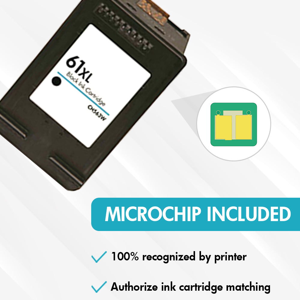 Replacement HP 61XL Ink Cartridge 2-Pack – High Yield (1 Black & 1 Tri-Color) – Firmware Safe