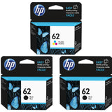 Original HP Printer Ink 62 Cartridge 3-Pack - Standard Yield - 2 Black & 1 Tri-Color