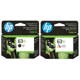 Original HP 63XL Ink Cartridge Combo Pack of 2 - High Yield - 1 Black & 1 Tri-Color