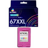 Replacement HP 67XXL Color Ink Cartridge - With Chip - Ultra High Yield - Firmware Safe